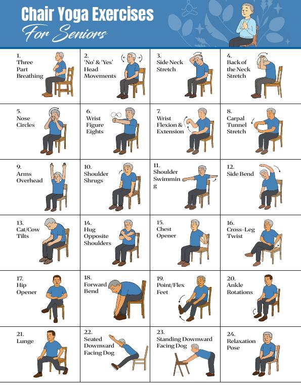Chair Yoga Exercises for Seniors (Free Printable PDF)